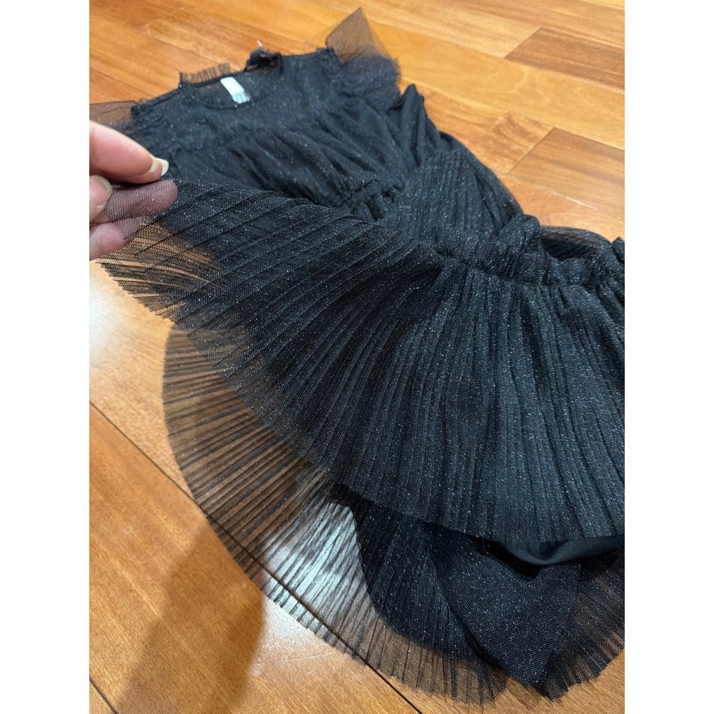 NWT All Saints Perri Metallic Black Tulle Mini Dress Sleeveless Women's size 8 - Picture 12 of 12